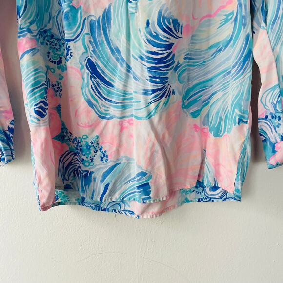 Lilly Pulitzer SILK Size XS Pink Blue blouse - Picture 5 of 11